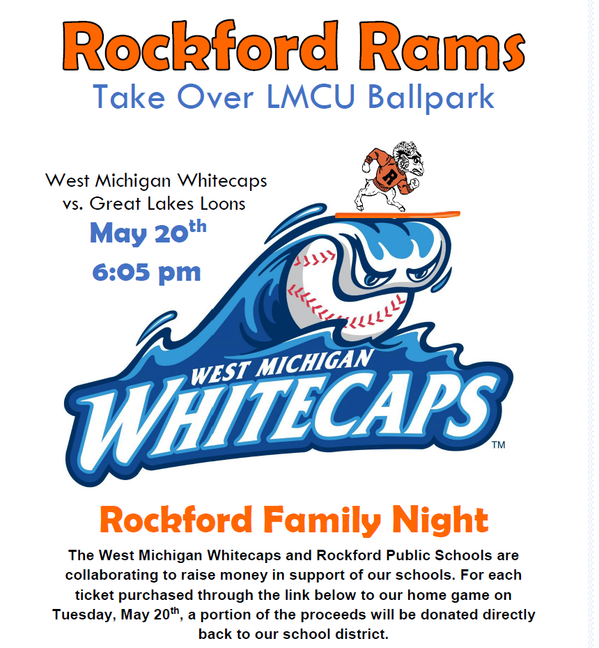 Click the link below to purchase tickets to the West Michigan Whitecaps game on Tuesday, May 20.  A portion sales will go directly back to RPS.