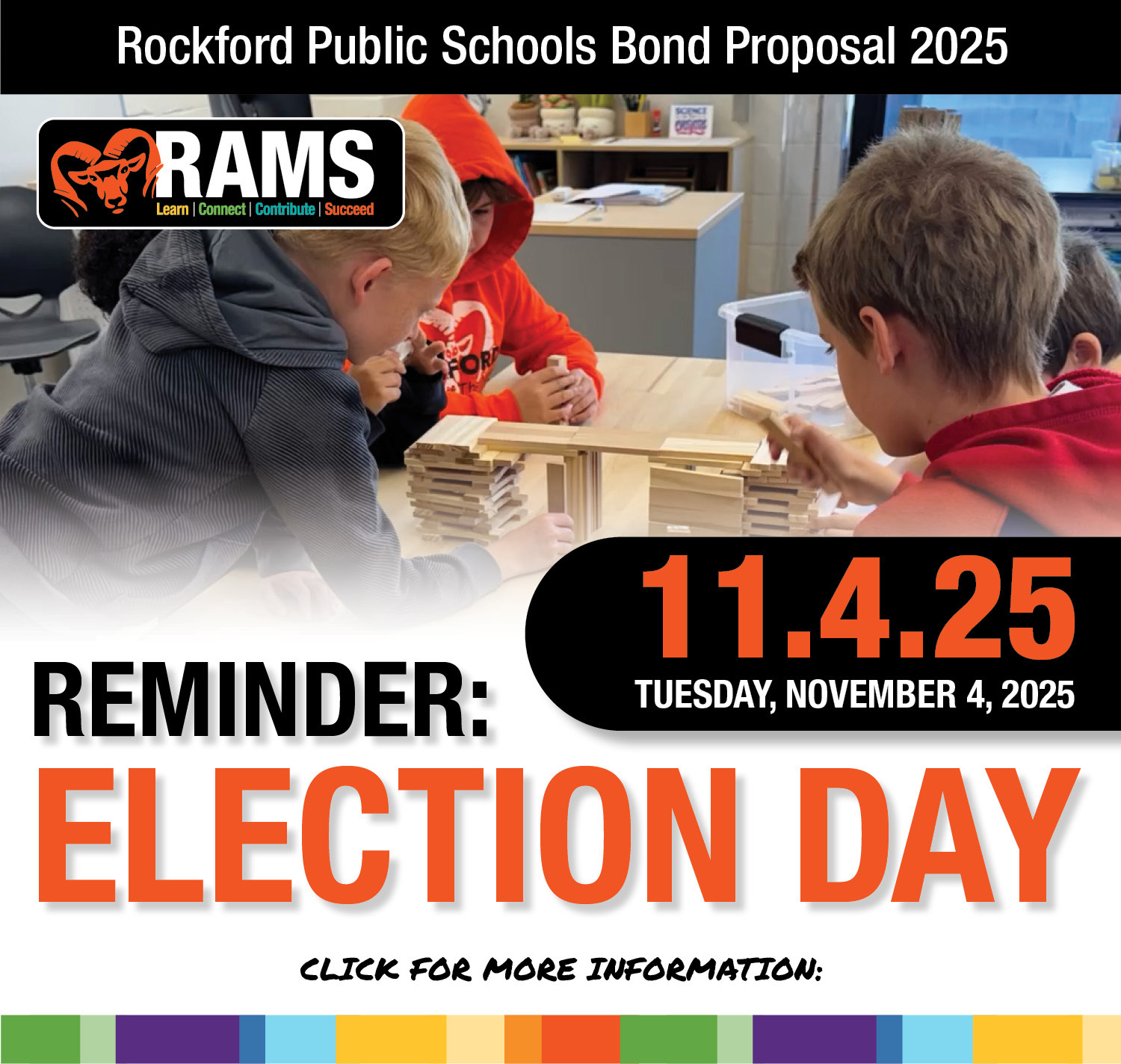 Rockford Public Schools Bond Proposal 2025. Reminder: Election Day is Tuesday, November 4, 2025. Click for more information