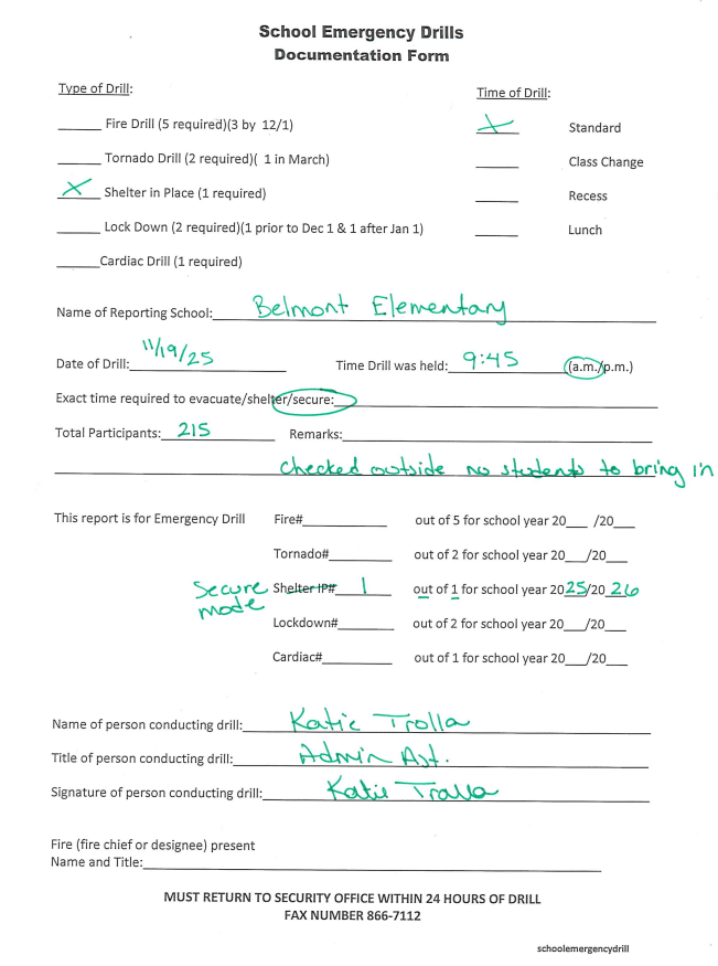 Signed Documentation Drill
