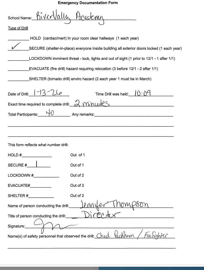 Signed Documentation Form