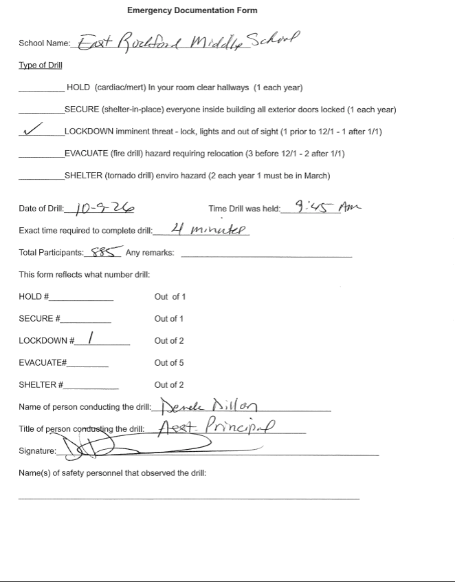 Signed Documentation Form