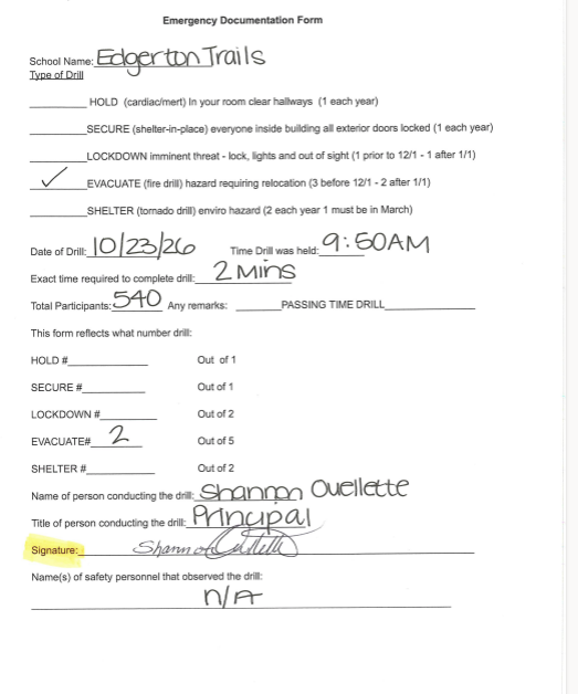 Signed Documentation Form