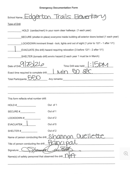 Signed Documentation Form