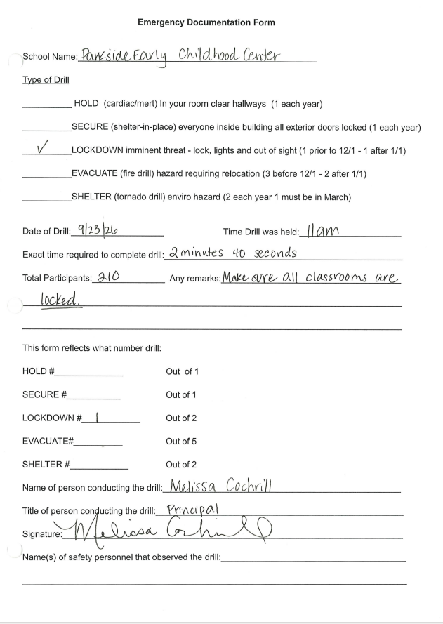 Signed Documentation Form