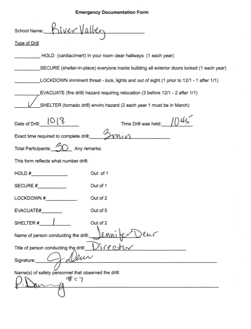Signed Documentation Form