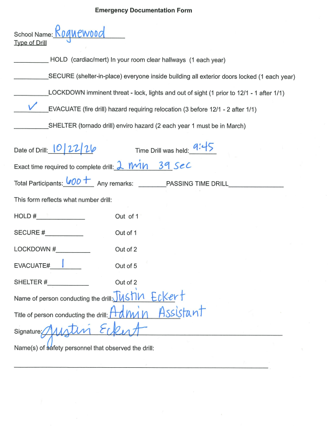 Signed Documentation Form