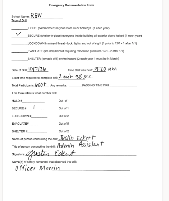Signed Documentation Form