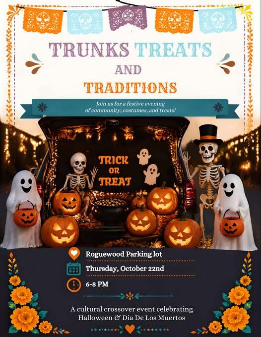 This image describes the Trunk, Treats, and Traditions event on October 22 at 6pm